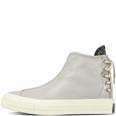 Converse Chuck Taylor All Star '70 Leather And Shimmer Punk Boot High Tops Womens - Gray/White Shoes (988AYKCM)